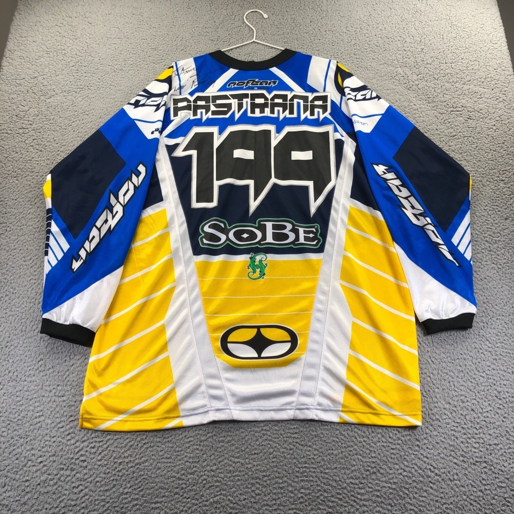 Vtg No Fear Sobe Suzuki Travis Pastrana 199 Motorcross Men XL Jersey Autographed